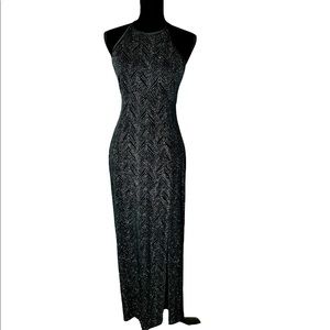 Vintage Black and Silver Maxi Dress